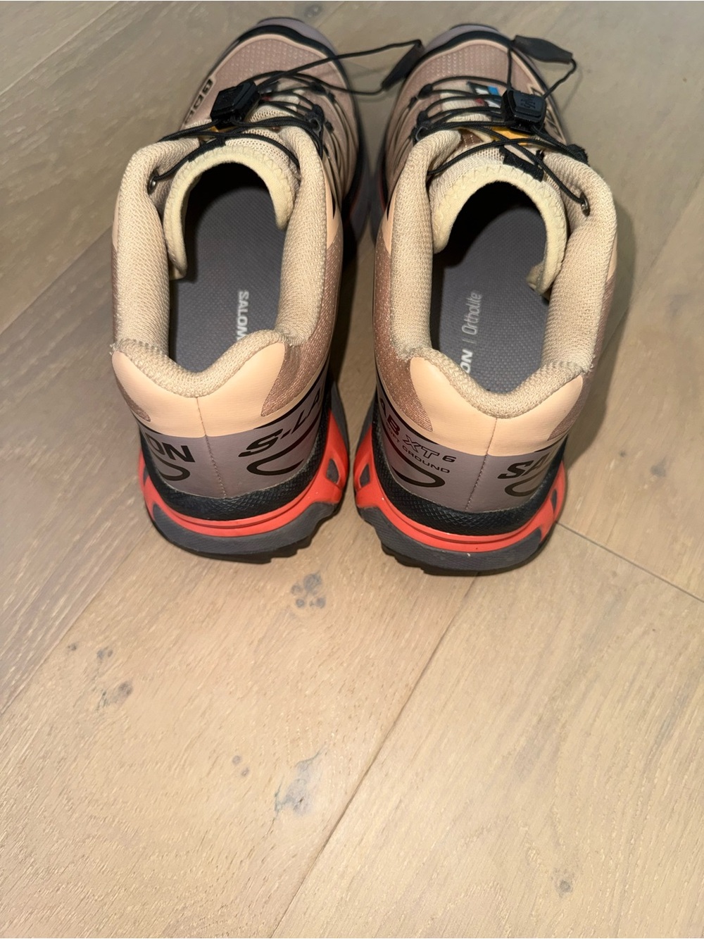 Salomon Women’s XT-6 in Beige with Purple and Coral Accents - Picture 5 of 5